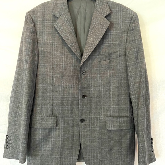 Canali - 100% Wool Two Button Blazer In Grey & Blue Size US38R/EU48R - 80% OFF! - Picture 1 of 9